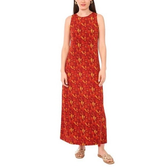 Vince Camuto Dresses & Skirts - Vince Camuto Womens Rust‎ Floral Sleeveless Keyhole Back Maxi Dress Small